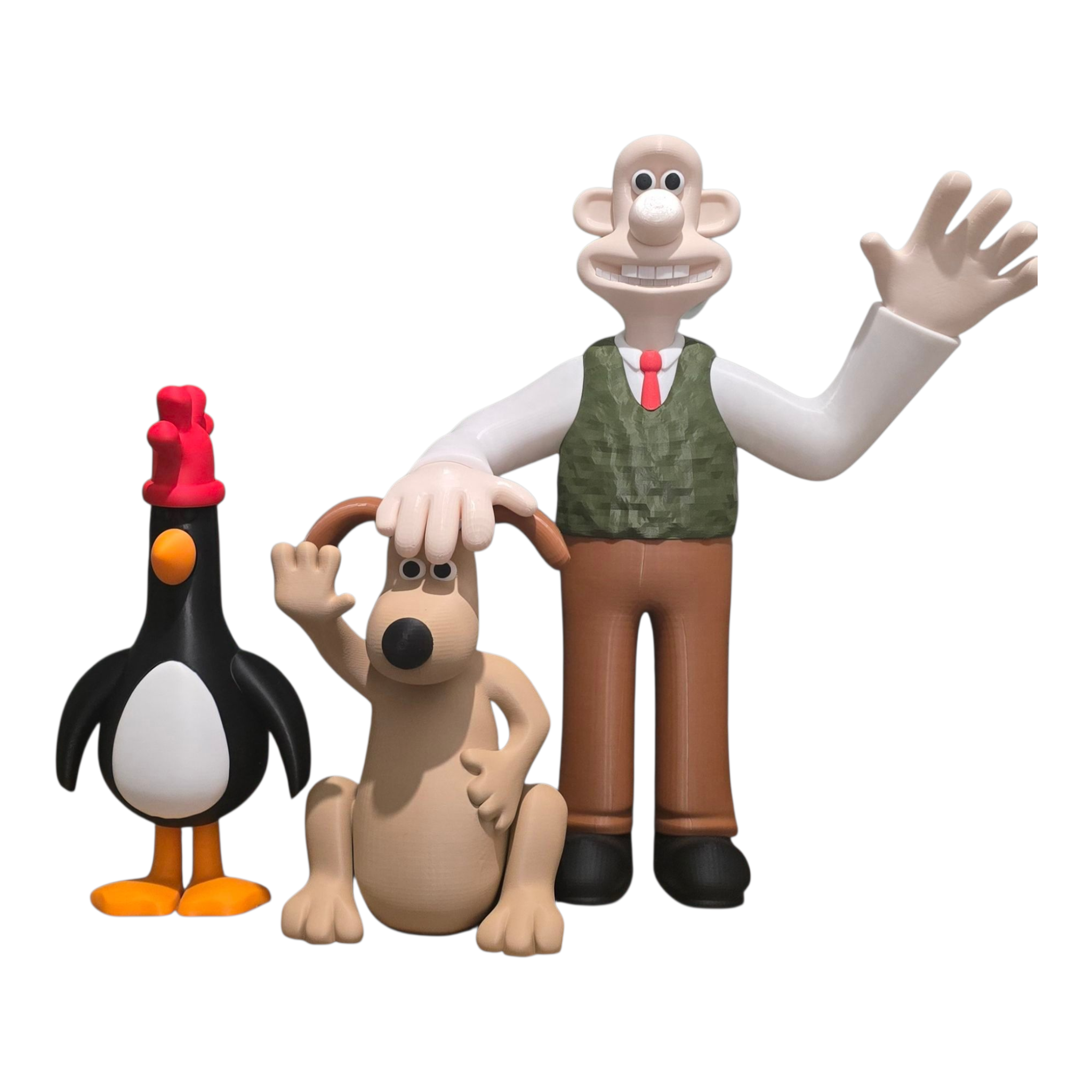 Wallace, Gromit & Feathers McGraw - 3D Printed Desk Figurines