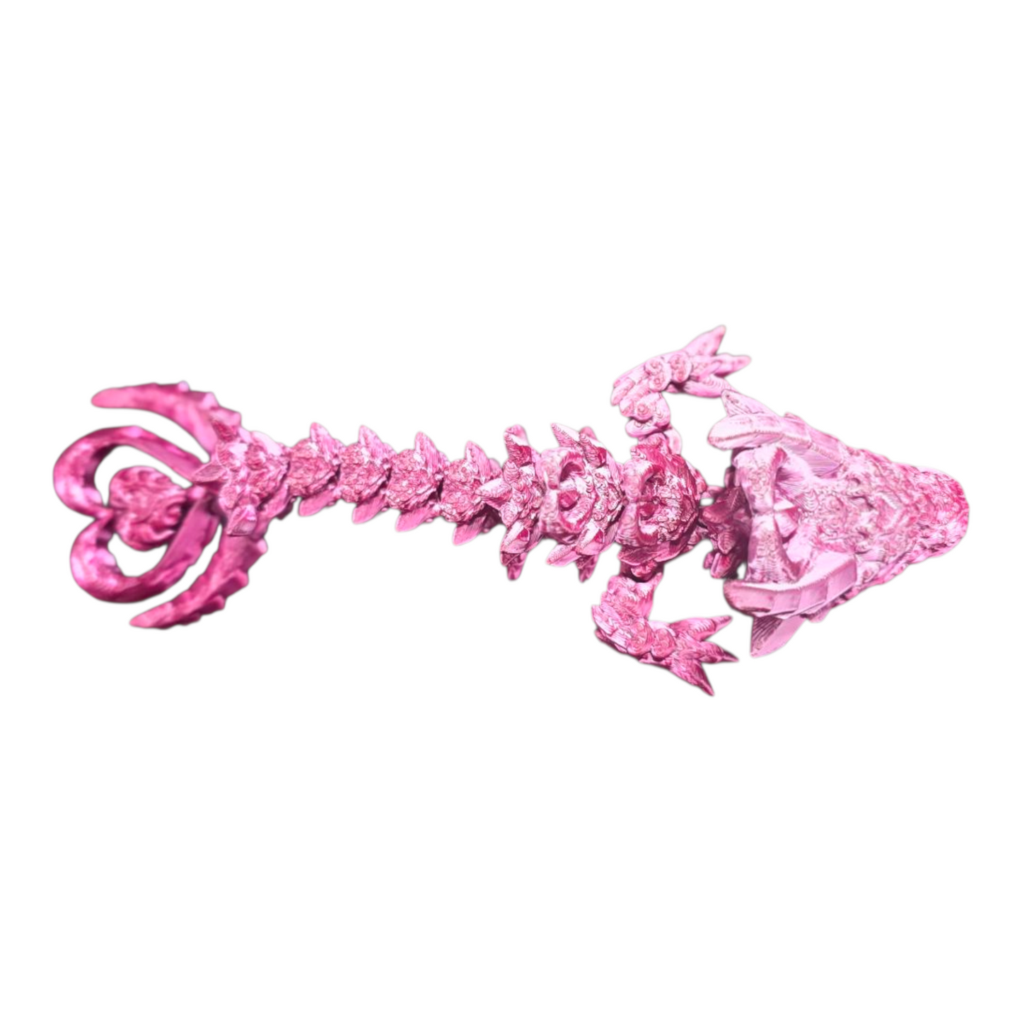 Top-down view of full-length 3D printed articulated baby dragon – fantasy dragon gift made with 3D printing