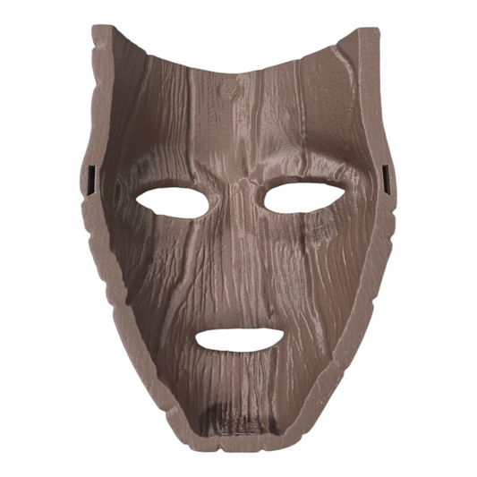 Inside view of The Mask replica showing strap slots and full-size interior structure