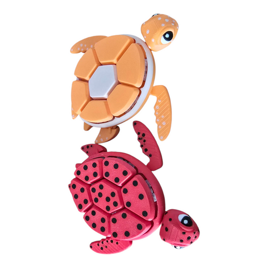 3D Printed Clicker Turtle Fidget Toy – Tangerine or Watermelon, Clicky + Silent Switches
