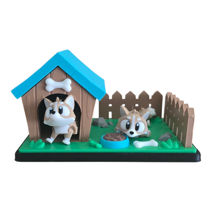 Mini Doghouse Yard Diorama – 3D Scene with Two Cute Dogs