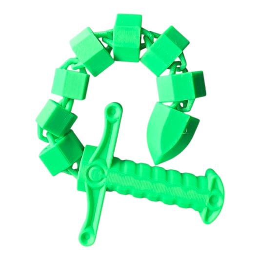 Articulated Sword Whip – Click-Chain Blade - 3D Printed Toy (Multiple Colours)