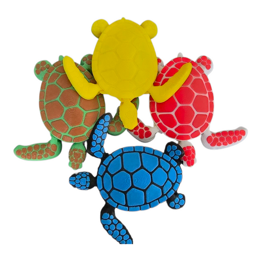3D Printed Articulated Fidget Turtle – Multiple Colours - Stress‑Relief Desk Toy