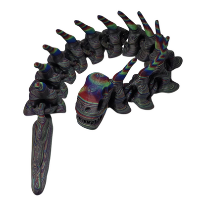 articulated bone serpent, dragon‑inspired 3D printed flexi creature with skeletal segments. 3d printed dragon. 3d printed dragon egg