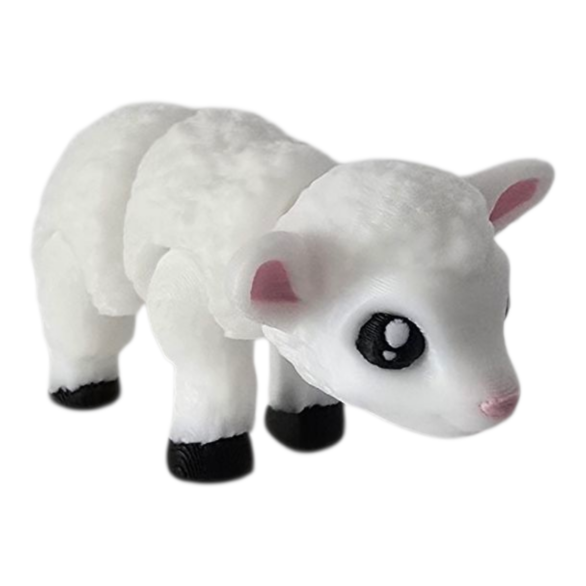 a 3d printed baby lamb flexible sensory fidget animal