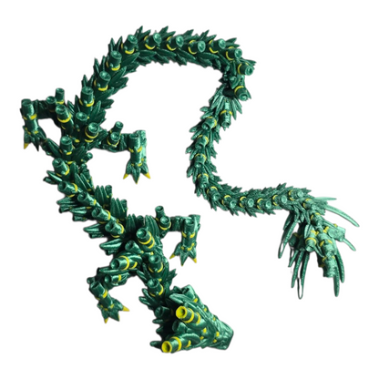 articulated 3D printed dragon bamboo style, flexible segments for fidgeting