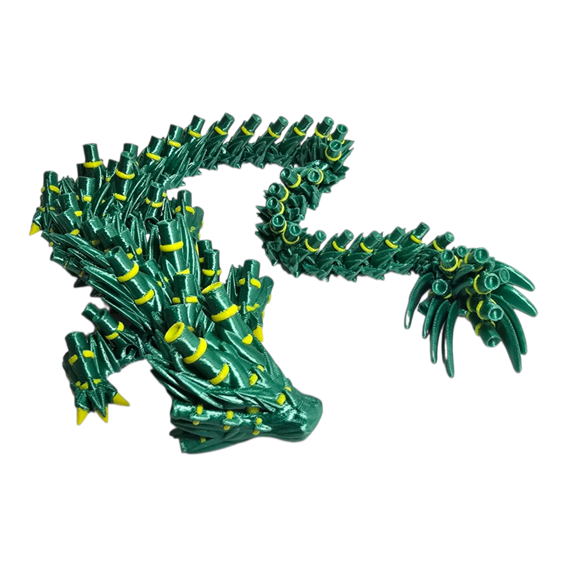 bamboo edition 3D printed dragon, articulated flexi dragon ~47 cm, desktop display