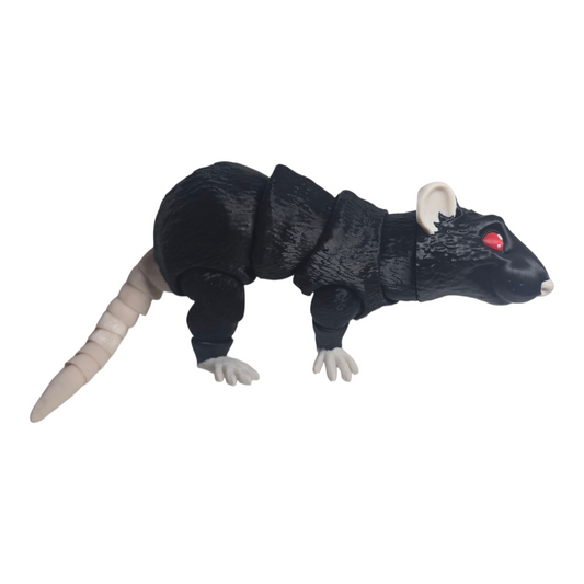 articulated 3d printed rat figurine standing pose with flexible tail