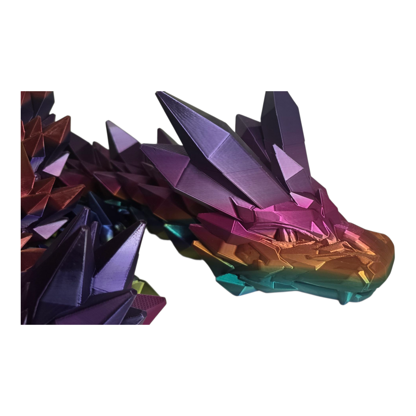 long flexi 3D printed dragon centerpiece for gaming room